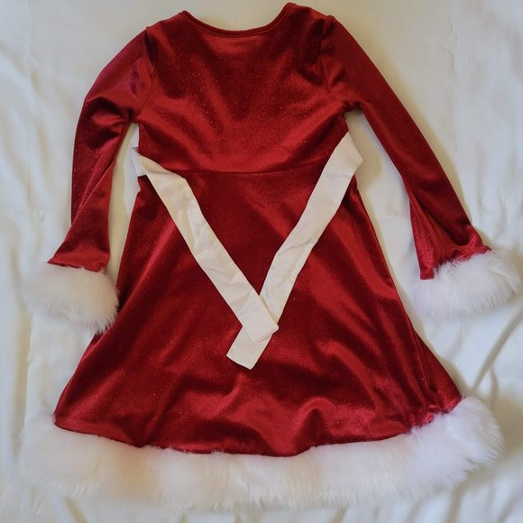 Girls Sz 5 Bonnie Jean Red Spandex Sequin Bodice Stretch Dress Christmas - Picture 2 of 3